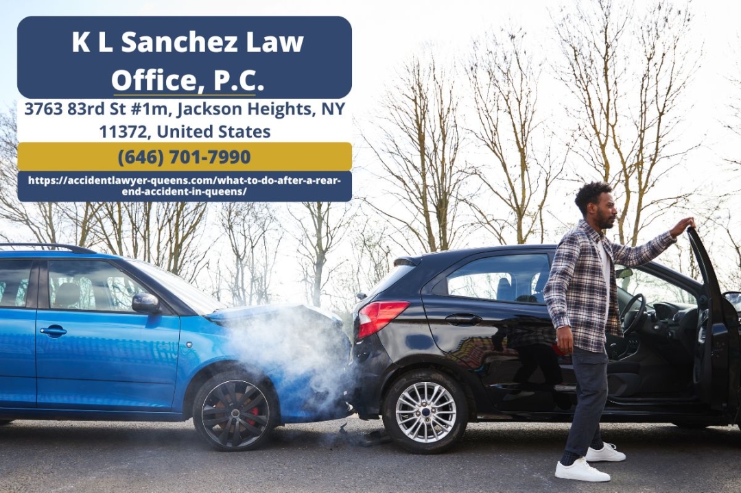 Queens Car Accident Lawyer Keetick L. Sanchez Releases Article on What to Do After a Rear-End Collision