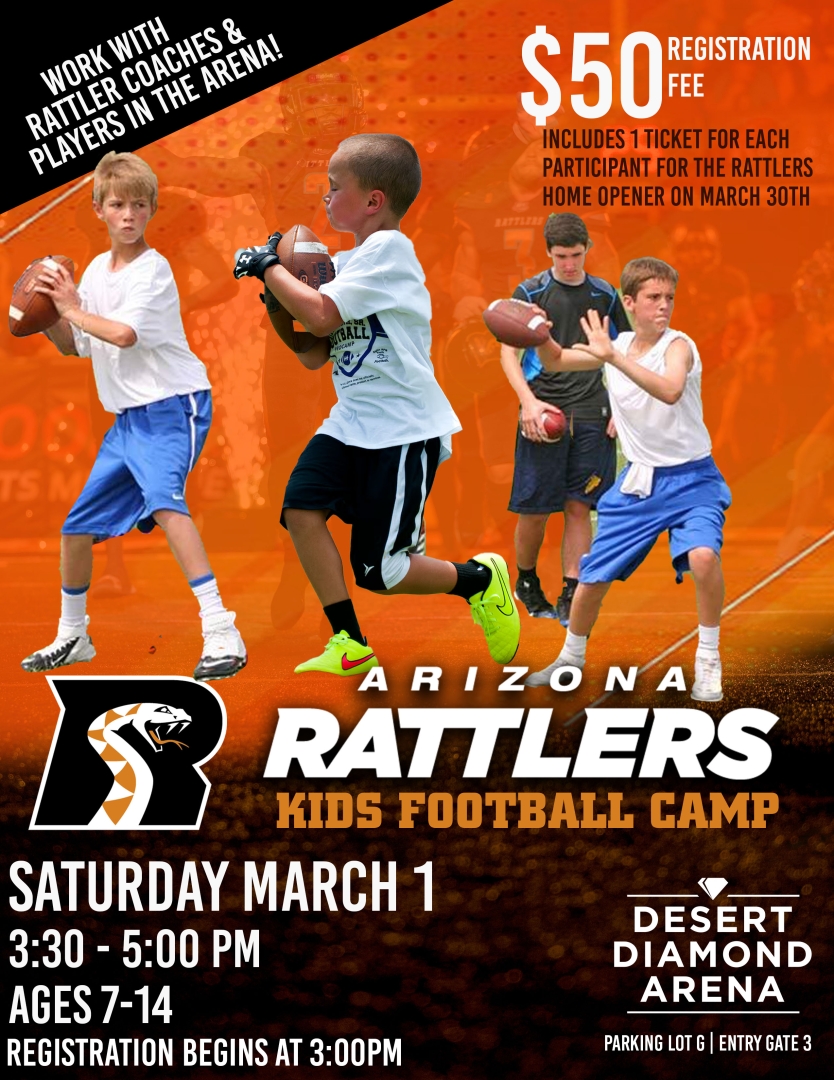 Arizona Rattlers Announce Kids Camp at Desert Diamond Arena on March 1st, 2025