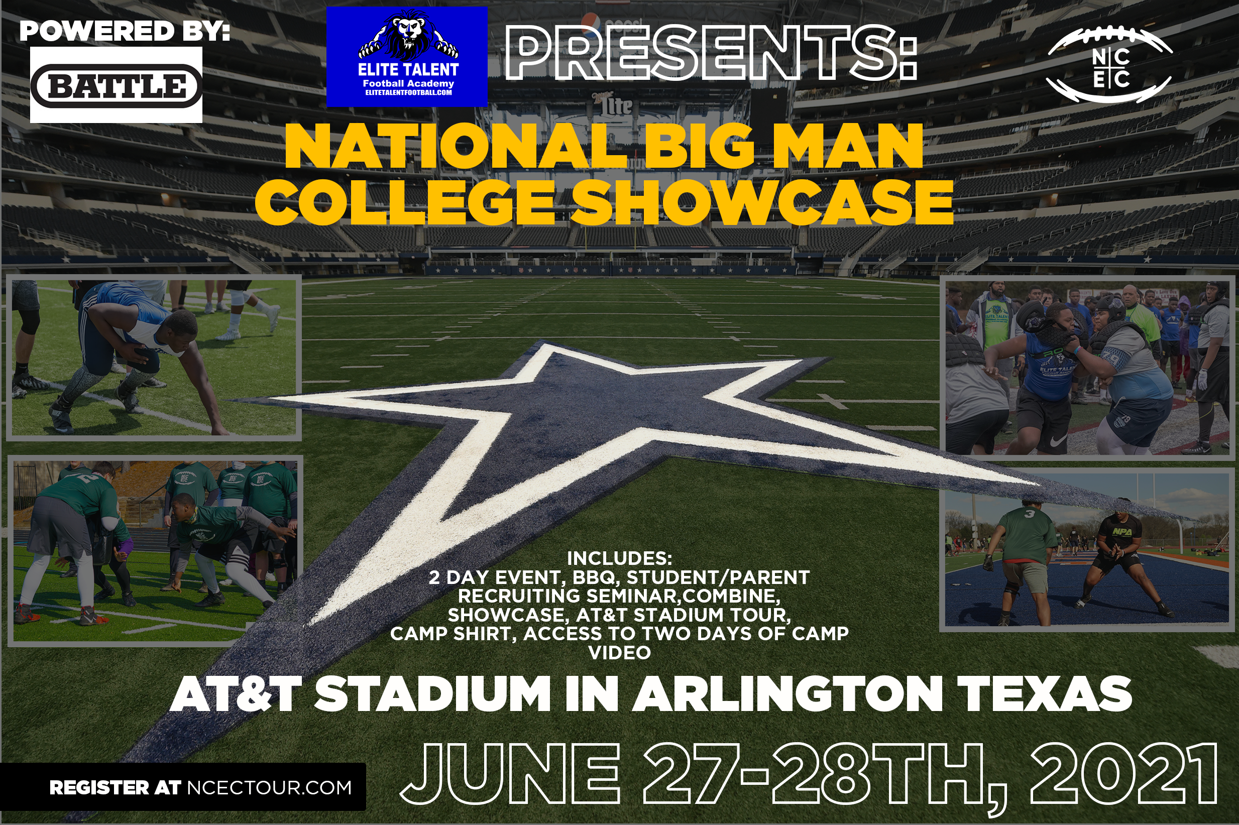 The National ‘Big Man Camp’ at Dallas Cowboys Stadium Powered by Battle welcomes the Next Generation of Football Stars