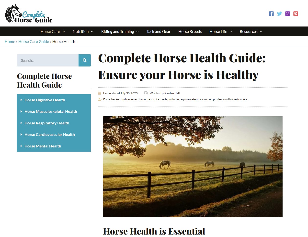 Complete Horse Guide Announces the Launch of the Complete Horse Health Guide