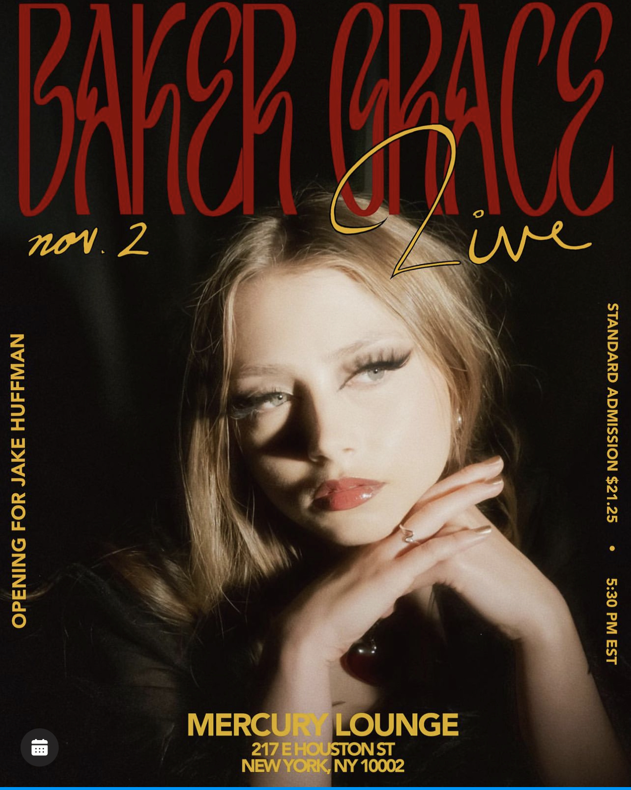 Baker Grace To Perform At Mercury Lounge on Thursday, November 2nd, 2023 In NYC 