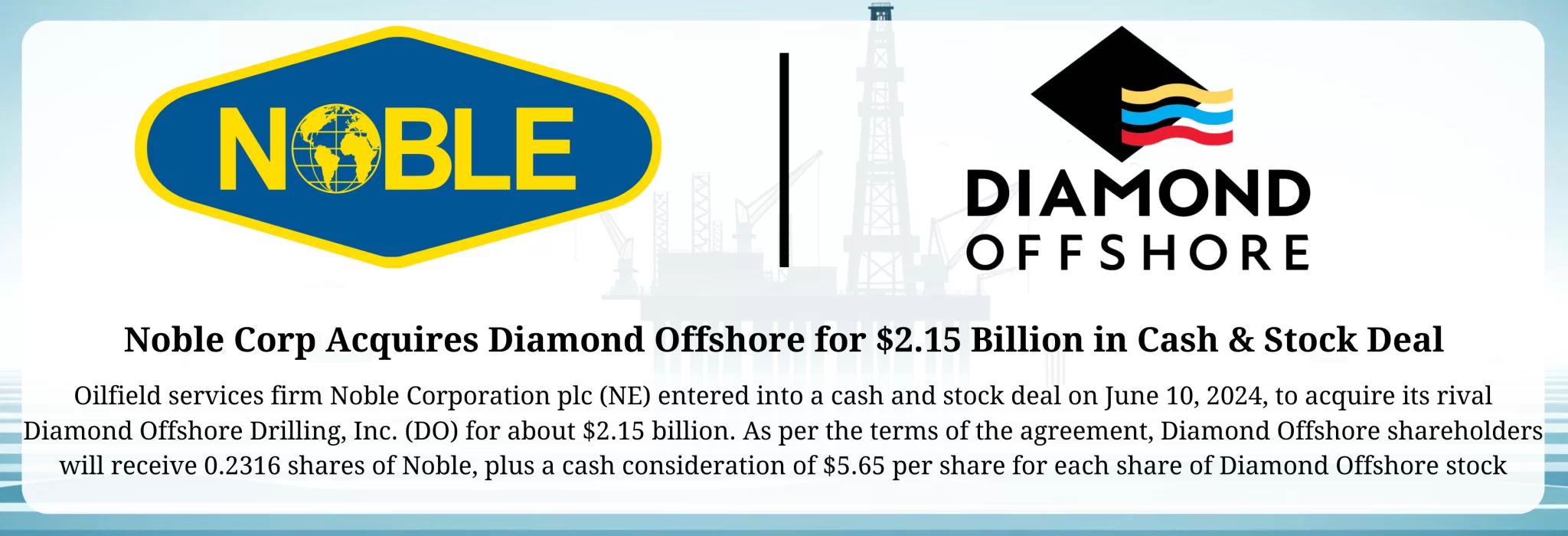 Noble Corporation Announces Agreement to Acquire Diamond Offshore Drilling, Inc. for $2.15 Billion in Cash & Stock Deal