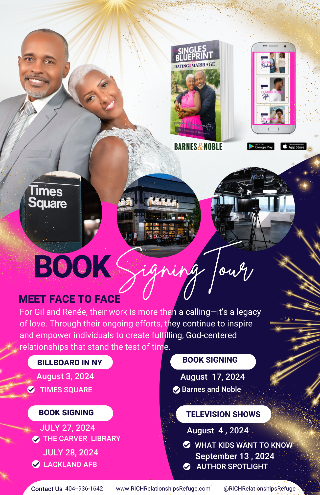 Gil & Renée of The RICH Relationships Refuge Announce New York Book Tour and Times Square Billboard Appearance