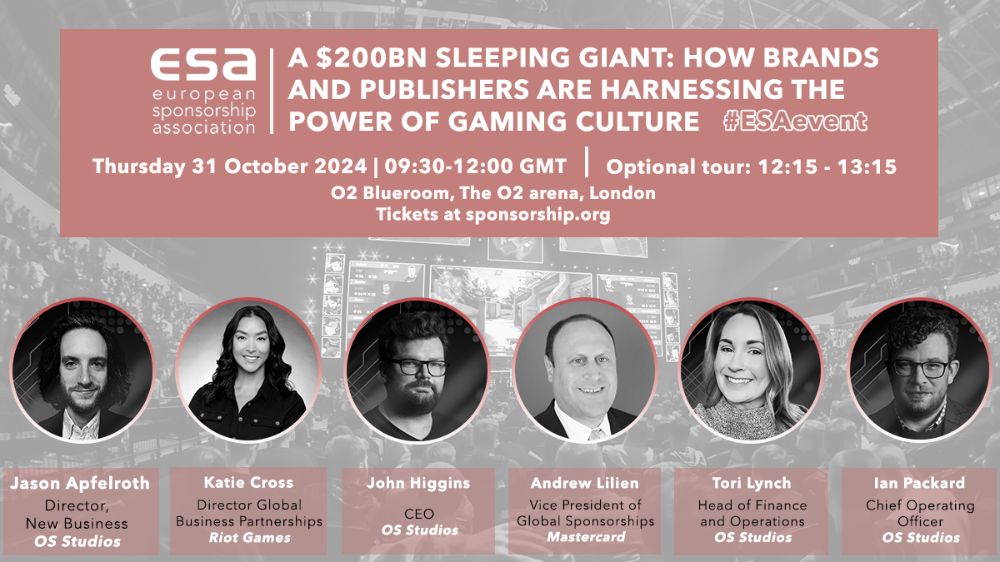 John Higgins, CEO of OS Studio, Gave Keynote Speech at the European Sponsorship Association’s Panel on Harnessing the Power of Gaming Culture