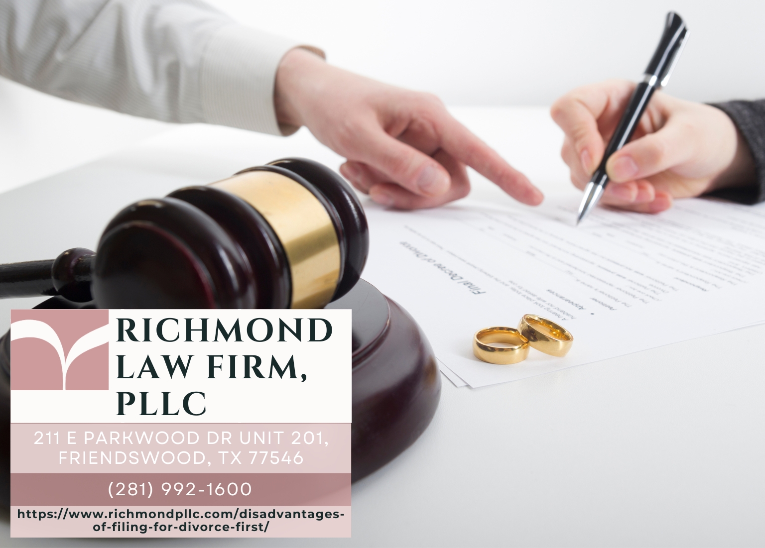 Galveston County Divorce Lawyer Lacey Richmond Releases Article on the Disadvantages of Filing First for Divorce